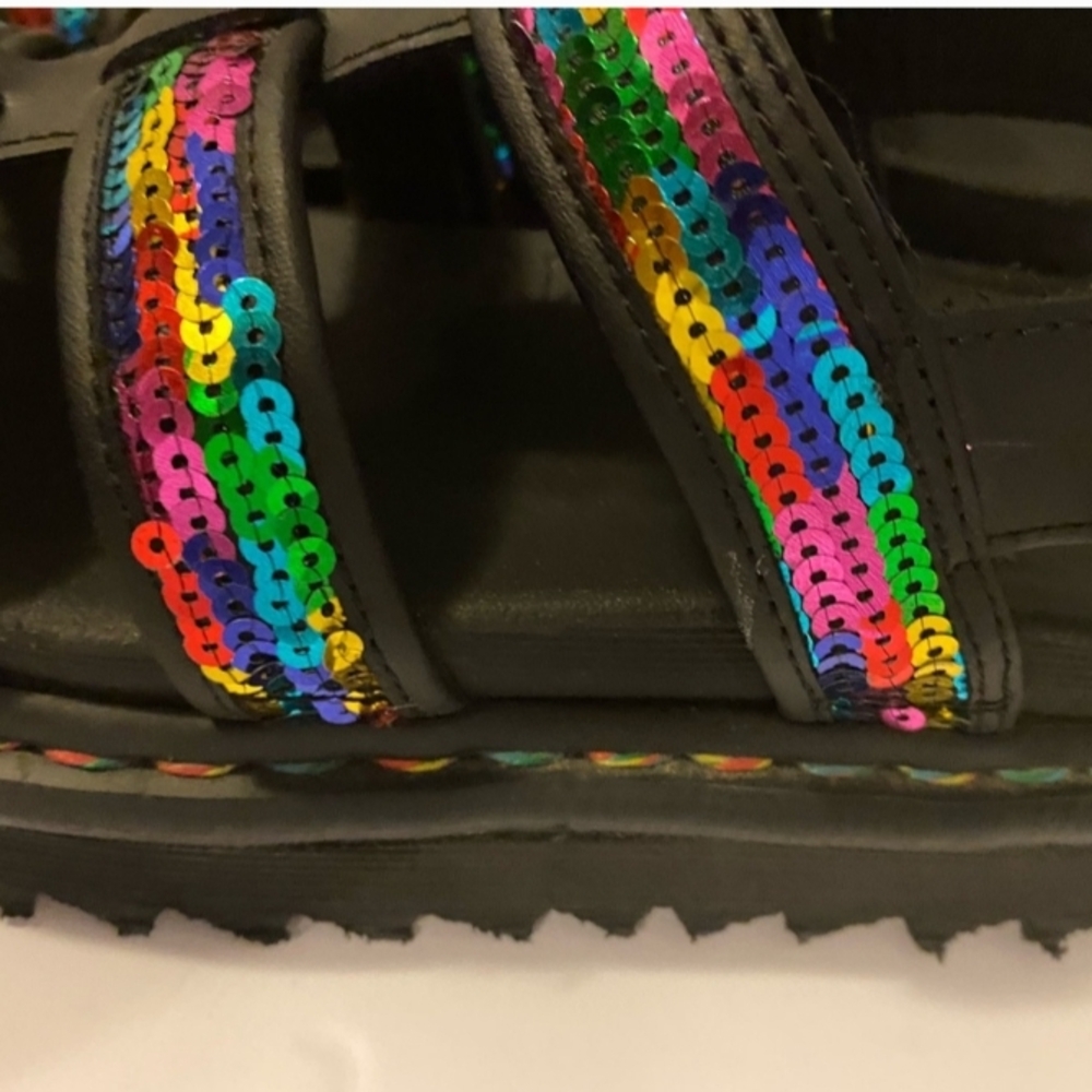 Dr. Martens Rainbow Pride Yelena Sequined Sandals Size 9/41 - Picture 8 of 10